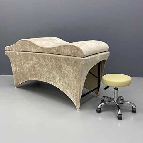 Untitled Wave Matratze mit Memory Foam 190x70 für Kosmetikliege, Massageliege, mit Bezug aus Velours | für Wimpernverlängerungen, PMU - Beige von Untitled