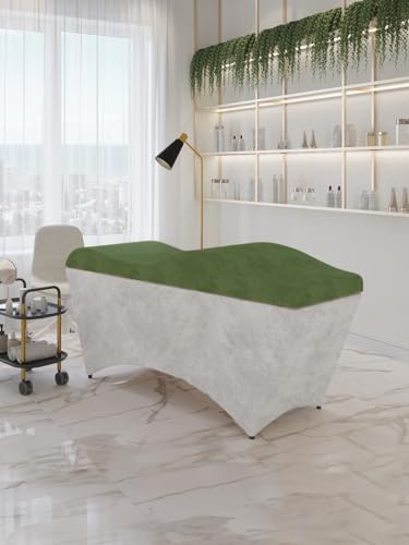 Untitled Wave Matratze mit Memory Foam 190x70 für Kosmetikliege, Massageliege, mit Bezug aus Velours | für Wimpernverlängerungen, PMU - Olivgrün von Untitled