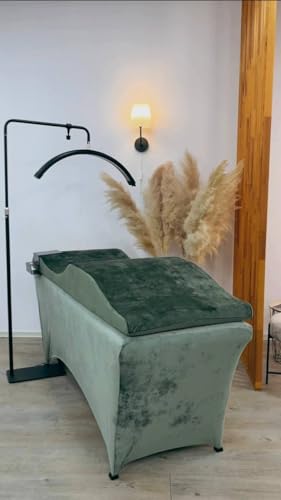 Untitled Wave Matratze und Liegebezug Set mit Memory Foam 180x60 cm für Kosmetikliege, Massageliege, mit Bezug aus Velours - olivgrün von Untitled