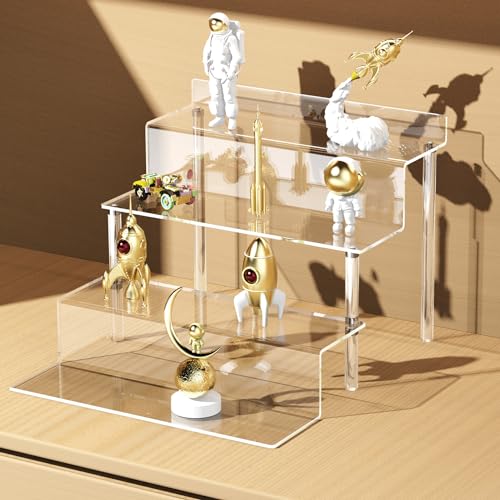 UoYeet Acryl-Display-Ständer für POP-Showcase, 12 Zoll, 4 Ebenen Acryl-Riser-Halterung für die Präsentation von Parfums, Spielzeugen, Sammlungen und Figuren, 2er-Pack von UoYeet