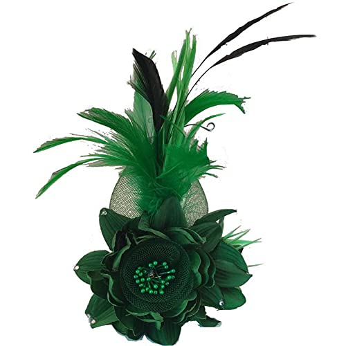 Blume Fascinator Feder Brosche Corsage,Vintage Feder Brosche Blume Haarspange Blume Mesh Bänder Brosche Pin Blumenfeder-Haarnadel Ansteckblume Brosche für Hochzeit Cocktai Party für Frauen und Mädchen von Uposao