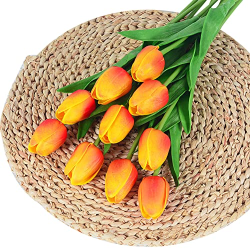 Uposao 10 Stück künstliche Tulpen,PU Real Touch Latex Kunstblumen Tulpen Kunstpflanze Kunst Tulpen Deko Elegante Blumendekoration für Brautsträuße, Haus, Party, Büro, DIY Blumenarrangements,Gelb #1 von Uposao