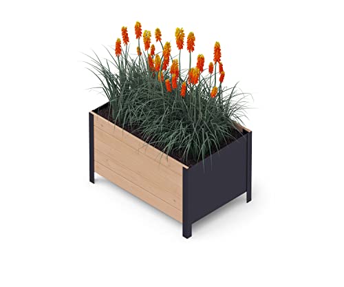 Upyard Holz Hochbeet für Garten, Terrasse und Balkon - Blumenkasten mit Innenvlies und wasserdichter Kunststoffeinlage - Pflanzkasten für Innen- und Außenbereich, 78x52x48, Braun von Upyard