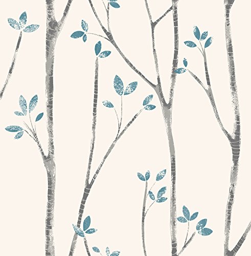 Urban Walls UW24777 Scandi Tree Sidewall, Blau von FINE DECOR