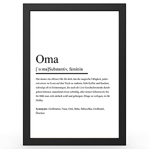 Urhome DIN A3 Kunstdruck Definition Oma ohne Rahmen - Worterklärung wie im Duden Lexikon als Wanddeko Spruch-Poster Deko Wandbild mit Spruch gerahmt für Wohnung Familie Geschenk von Urhome