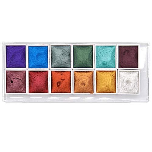 Urstory1 Aquarellfarben-Set, 12 Farben, professionelles Aquarell-Set, metallisches Glitzerkunstzubehör für Künstler von SATOHA