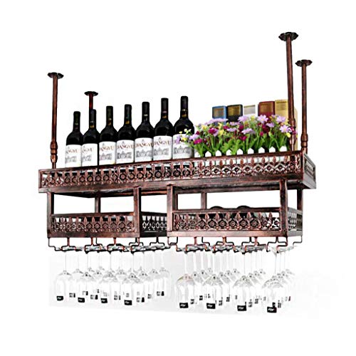 Usknxiu Hängendes Glasregal für Bar, schwimmendes Weinregal, Bar-Hängeregal, höhenverstellbarer Barthekenwein aus Schmiedeeisen von Usknxiu