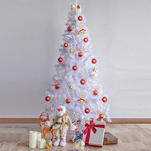 Uten Tannenbaum Weiß Künstlich Weihnachtsbaum 150cm mit Metallständer, Weihnachtsdeko Innen Aussen, Geschenkidee von Uten