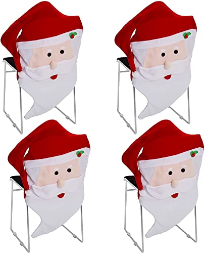 Uten Weihnachten Stuhlhussen Stuhlbezug 4 Stück für Stuhl, Esszimmer, Entfernbar Stuhlhusse Stuhl Hussen Weihnachten Dekoration Bezug Party Supplies (Mr Weihnachtsmann) 4PCS, 44 * 74cm von Uten