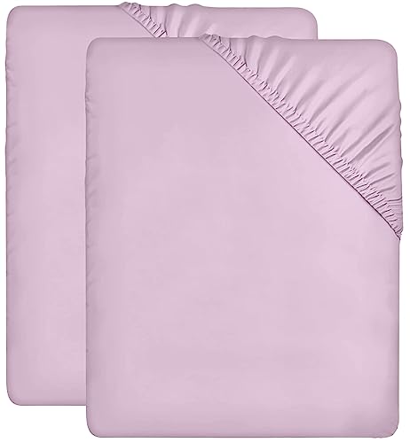 Utopia Bedding - 2er Set Spannbettlaken 90x200cm - Lavendel - Gebürstete Mikrofaser Spannbetttuch - 35 cm Tiefe Tasche von Utopia Bedding