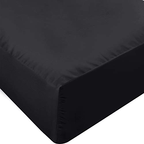 Utopia Bedding Queensize-Spannbetttuch – Unterlaken – Tiefe Tasche – weiche Mikrofaser – schrumpft und verblasst Nicht – pflegeleicht – nur 1 Spannbetttuch (schwarz) von Utopia Bedding