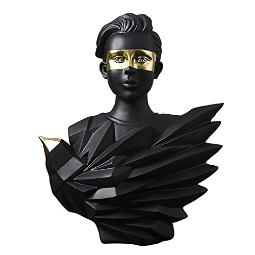 Uziqueif Mann/Frau Skulptur Dekoration Ornament Prunkstück Figur - Moderne Kunst Abstraktes Harz Schnitzen Statuen Für Zuhause, Wohnzimmer, Büro Und Dekor,Men Black Gold von Uziqueif