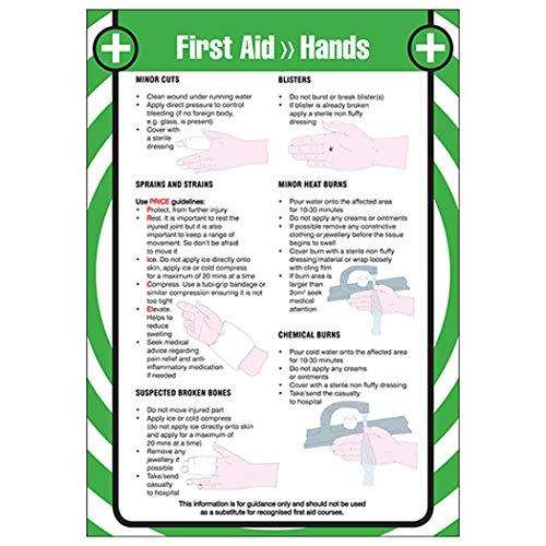 Poster VSafety First Aid For Hands, A2, 420 x 594 mm von V Safety