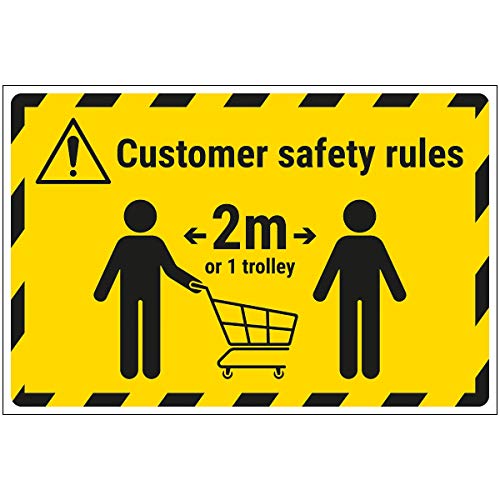 V Safety CV026BQ-FS Vsafety Customer Rules-Keep One Trolly Away Selbstklebender Bodenaufkleber, 600 mm x 400 mm von V Safety