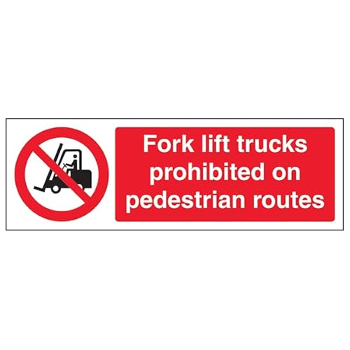 VSafety 56008AX-S'Fork Lifts Prohibited On Pedestrian Routes' Schild, 300 mm x 100 mm (3 Stück) von V Safety