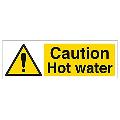VSafety 62012AX-S'Caution Hot Water' Schild, Querformat, 300 mm x 100 mm (3 Stück) von V Safety