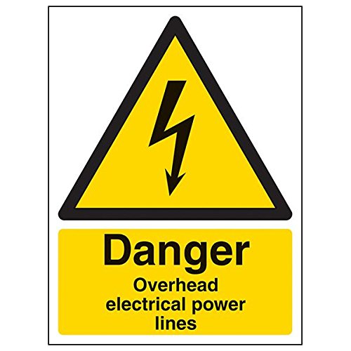 VSafety 68014AN-S'Danger Overhead Electrical Power Lines' Schild, 150 mm x 200 mm (3 Stück) von V Safety