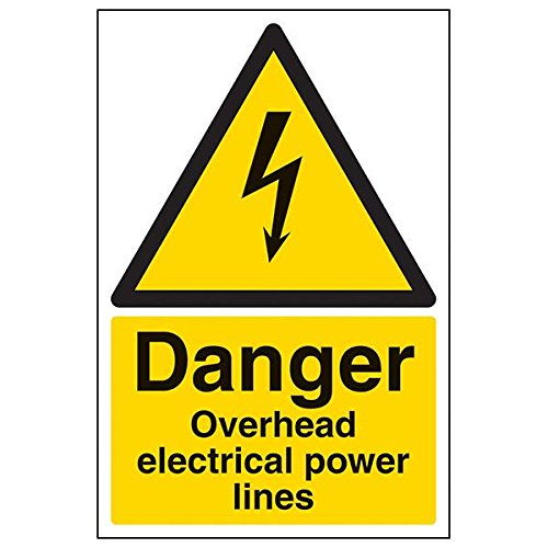 VSafety 68014AU-S Schild "Danger Overhead Electrical Power Lines", 200 mm x 300 mm, 3 Stück von V Safety