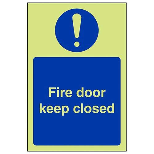 VSafety Glow In The Dark Fire Door Keep Closed Schild – Hochformat, 150 mm x 200 mm, selbstklebendes Vinyl von V Safety