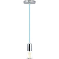 Metallzylinder-LED-Kronleuchter mit E27-Fassung (max. 60 w) Farbe Chrom und hellblauem Kabel - V-tac von V-TAC