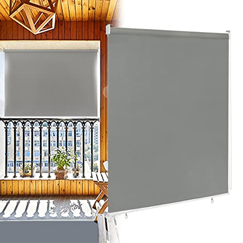 VA-Cerulean Außenrollo Senkrechtmarkise Sichtschutzrollo, Sonnenschutz, Wetterfest, Verdunkelungsrollo, Fensterrollo Balkonrollo für Fenster & Tür(100x240 cm,Grau) von VA-Cerulean