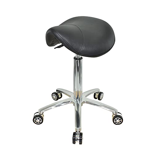 VAKON SALON - Ergonomischer Sattelhocker auf Rollen, höhenverstellbar von 55-75 cm - Drehhocker, Rollhocker, Praxishocker, Bürohocker, Arbeitshocker von VAKON SALON