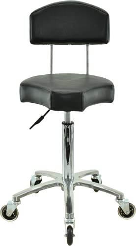 VAKON SALON - Ergonomischer Rundsitz mit Lehne höhenverstellbar von 55 bis 75 cm Rollhocker - Drehhocker Arbeitshocker Praxishocker von VAKON SALON