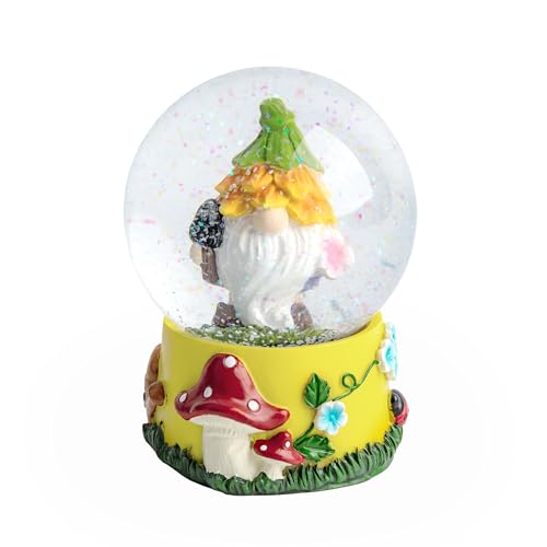 Valery Madelyn Gartenzwerge Schneekugel aus Glas für Muttertagsgeschenk,Frühlingsdeko Innen Tischdeko,Deko Wohnzimmer Büro Party,Geschenke für Kinder,Gelb Grün,11.5cm von VALERY MADELYN