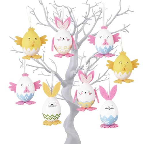 Valery Madelyn Ostereier-Dekoration für Kinder, 8 Karat, niedliches, buntes Osterhase und Kükenbaum-Ornament-Set, rosa Osterkorbfüller, sortiert, hängende Eier, Großpackung für Frühling, Urlaub, von VALERY MADELYN