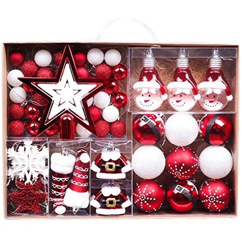 Valery Madelyn Weihnachtskugeln 70 stück Christbaumkugeln Weihnachtskugel Geschenkpaket Weihnachtsbaumschmuck Christbaumschmuck mit Aufhänger für Weihnachtsbaum Weihnachtsdeko von VALERY MADELYN