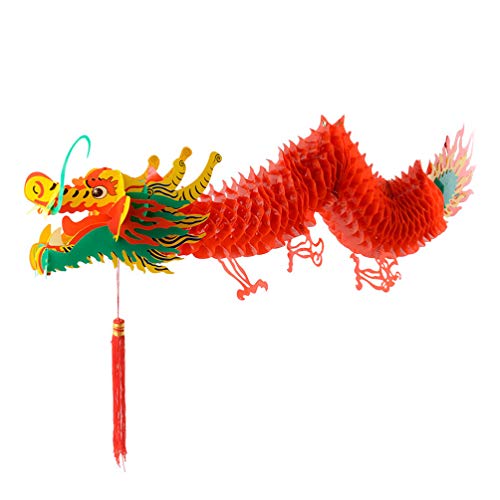VALICLUD Chinesische Rote Drachen Laternen Papierlaterne Neujahr Dekoration Hängende Laternen Kunststoff Lampions Girlande für 2022 Chinesisches Neujahr Frühlingsfest Silvester Feng Shui Deko 1M von VALICLUD