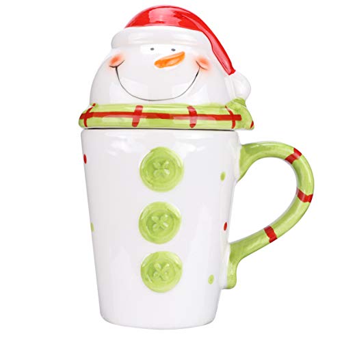 VALICLUD Weihnachten Kaffee Tasse 3D Weihnachtsfigur Keramik Tasse Cartoon Tier Teetasse Wasserbecher mit Hankel und Deckel Tischdeko für Kinder Erwachsene Weihnachtsdeko von VALICLUD