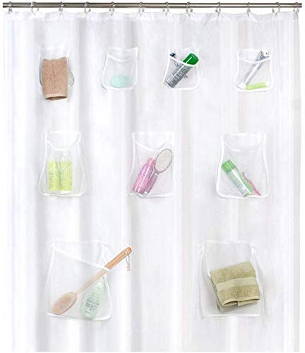 Venus valink Duschvorhang aus PVC, transparent, mit Taschen, wasserfest, für Badezimmer, als Dekoration für das Badezimmer 02 von Valink