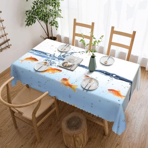 VANANI Rechteckige Tischdecke mit Fisch-Motiv, wasserdicht, knitterarm und langlebig. Verwendet in Restaurants, Küchen und Partys. 137,2 x 182,9 cm von VANANI