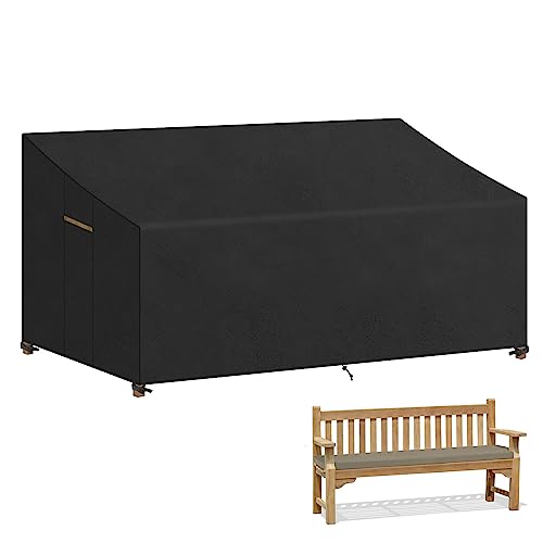 VANSHEIM 4 Sitzer Gartenbank Abdeckung Wasserdicht Polyrattan Sitzbank Schutzhülle Sitzgruppe Bankbezug Gartensofa Abdeckhaube Parkbank Hülle Sitzbezug für Gartenmöbel Balkon Terrasse 190x80x63/89cm von VANSHEIM