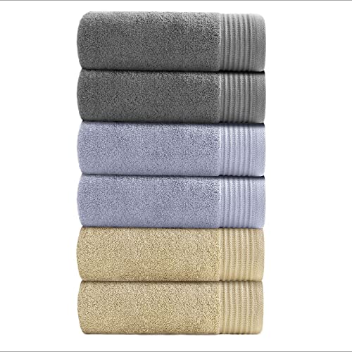 VANZAVANZU Handtücher Badezimmer 6er Pack 100% Baumwolle Handtuch Set Ultra Weiche Gästehandtücher Saugfähig Seiftücher Dickes Luxus Waschlappen Frottee - 40 x 70cm (Gemischte-Farbe-7) von VANZAVANZU