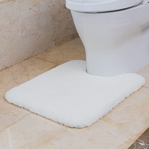 VANZAVANZU WC Vorleger mit Ausschnitt rutschfest WC Teppich Verdickt Klovorleger Weich Stand WC-Vorleger Flauschige Mikrofaser Toilette Badteppich - 50 x 60cm (Weiß) von VANZAVANZU