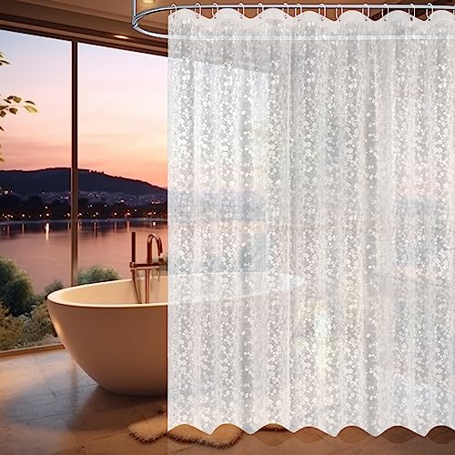 VARHHUXHA Duschvorhäng, 180x200 Badewanne Dusche Vorhänge mit Gewicht Magnet unten, Duschvorhang Transparent mit 3D Kieselsteinen Muster PEVA Wasserdicht für Badewanne, mit 12 Duschvorhangringen von VARHHUXHA