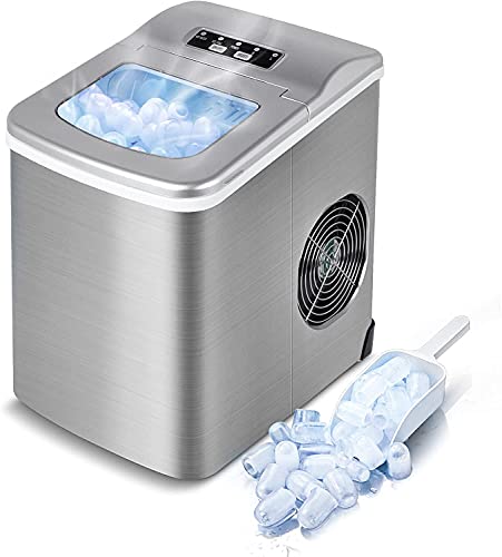 Eiswürfelmaschine Testsieger Ice Cube Maker 12KG/24h Eiswürfel Eiswürfelbereiter, Ice Maker , Tragbare mit 2,2L Wassertank, LED-Anzeige von VAZILLIO