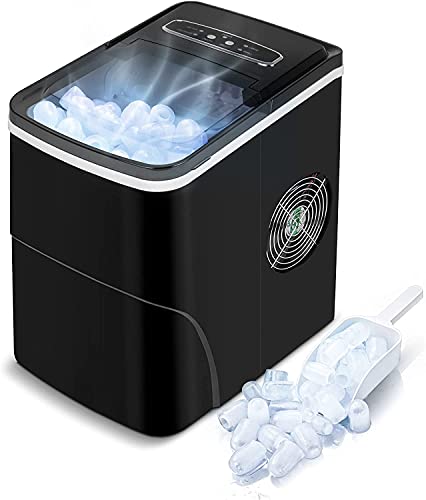 Eiswürfelmaschine Testsieger Ice Cube Maker 12KG/24h Eiswürfel Eiswürfelbereiter, Ice Maker Eiswürfel Maschine, Tragbare mit 2,2L Wassertank, LED-Anzeige von VAZILLIO