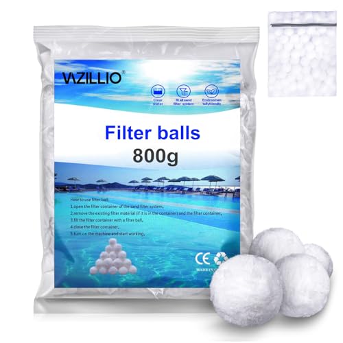VAZILLIO Pool Filterbälle Entspricht 55 kg Filtersand 1500g Extra langlebige Filter Balls für Pool Sandfilter, Schwimmbad, Filterpumpe，Sandfilteranlage (800, Gramm) von VAZILLIO