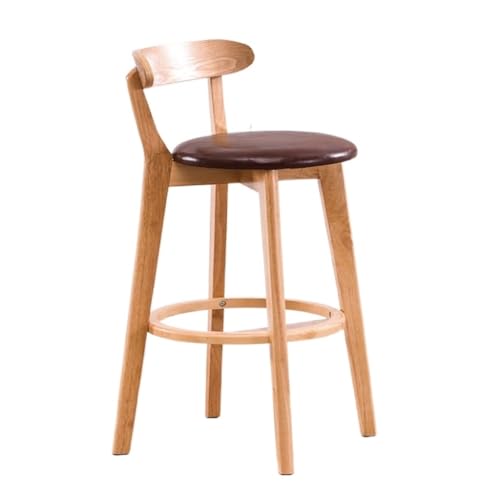 VBNYBA Bar StüHle Barhocker, Massivholz, hohe Rückenlehne, Barhocker for Rezeption, moderner, minimalistischer Barstuhl, Kassierer-Barhocker Bar Chair (Color : Brown, Size : A) von VBNYBA