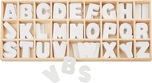 VBS Buchstabenset, 156 Stk. in Holzbox, sortiert von A-Z,B ca 1,5-2,2cm,Hca.3,2cm von VBS