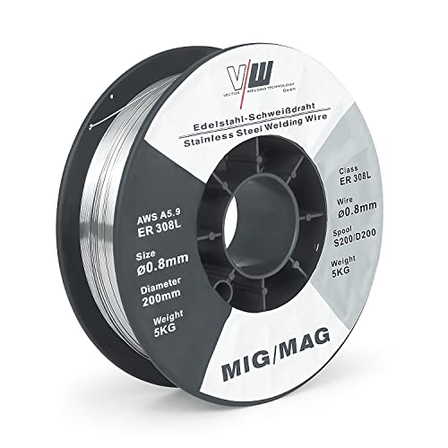 MIG MAG Schweißdraht ER308L - Edelstahl - Drahtrolle D200/S200-5kg - 0.8mm Durchmesser - VECTOR WELDING von VECTOR