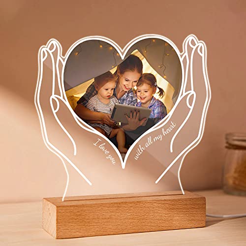 VEELU Herz Nachtlicht Foto Nachtlampe Personalisiert Geschenke für Mama und Kinder Pärchen Fotogeschenke Familiengeschenke zum Muttertag Jahrestag Geburtstag Weihnachten von VEELU