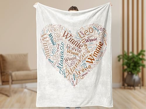 VEELU Personalisierte Decke Mit Namen - Kuscheldecke Flauschige für Familie - Personalisiert Lustige Herzliche Geschenke Taufgeschenk Kuscheldecke für Paare Frauen Männer Baby Kinder Freunde von VEELU