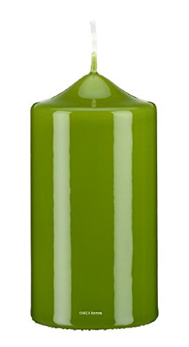 Gelackte Kerzen Stumpenkerzen Klarlack - hochglänzend Limonegrün 30 x 8 cm, 2 Stück, Exclusive besondere Kerzen von VELAS
