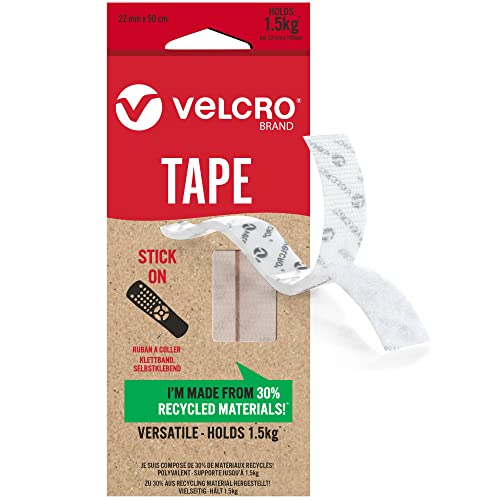 VELCRO Marke | Umweltfreundliches Klettband Selbstklebend | Zuschneidbares, starkes, selbstklebendes Klettband mit Klettverschluss | Schwarz | 22 mm x 90cm von VELCRO Brand