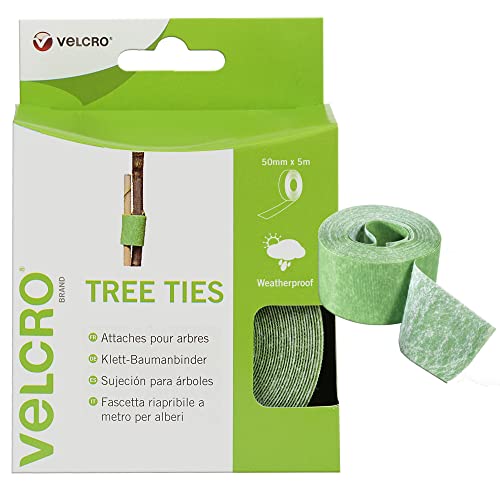 VELCRO Marke | Baumgurte | Vielseitige und vielfältige Gartenbänder zum Sichern und Stabilisieren junger Bäume | Grün | 50mm x 5m von VELCRO Brand