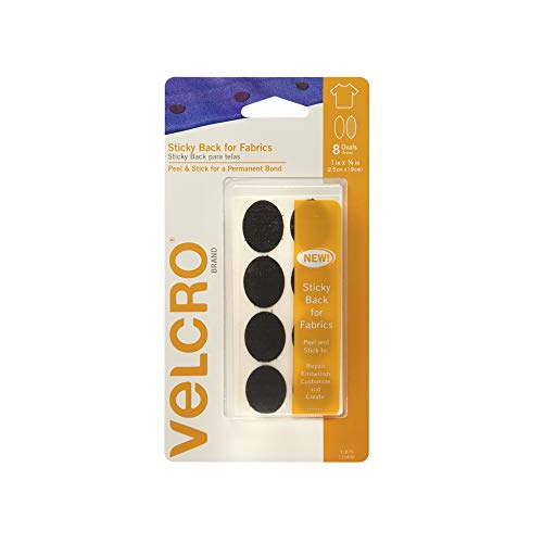 Velcro (R) Brand gurthalteband Sticky Back für Stoffe: Kein nähen notwendig – 1 x 3/4-Zoll ovale, 8 Sets – Schwarz von VELCRO Brand
